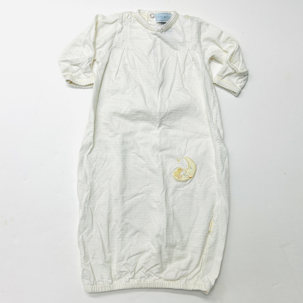 Le Top Cotton White Baby Sleep Sack Duck & Yellow Moon Embroidery Unisex